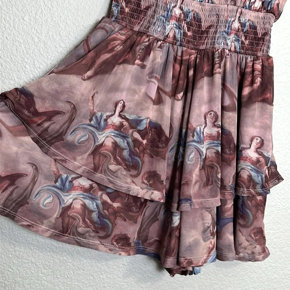 Urban Outfitters Rosie Mesh Romper Renaissance Pink Womens Size Small - Picture 6 of 15